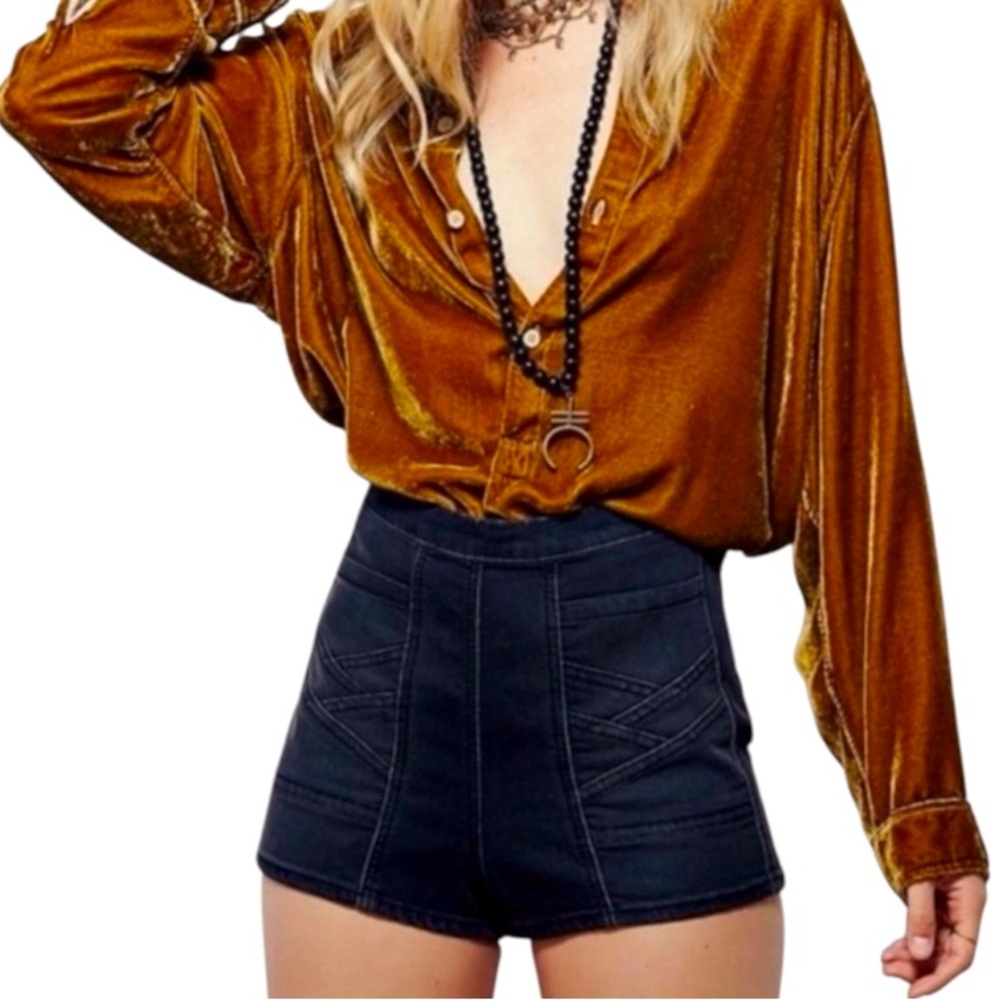 Free People High Waist Denim Jean Shorts